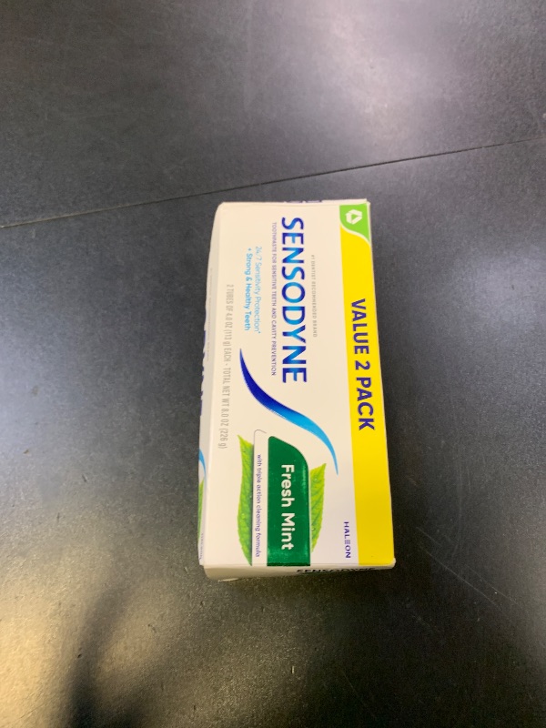 Photo 1 of Sensodyne Fresh Mint Sensitive Toothpaste, ADA Accepted Toothpaste for Cavity Prevention and Sensitive Teeth Treatment - 4 Ounces (Pack of 2)LPNO409904588
