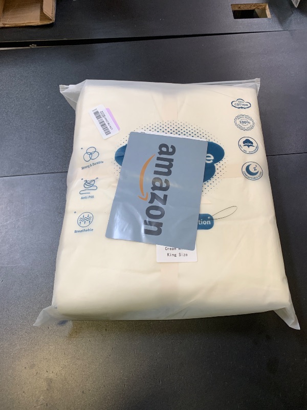 Photo 1 of MooMee Bedding Duvet Cover Set 100% Washed Cotton Linen Like Textured Breathable Durable Soft Comfy (Solid Cream White, King 104"x90")