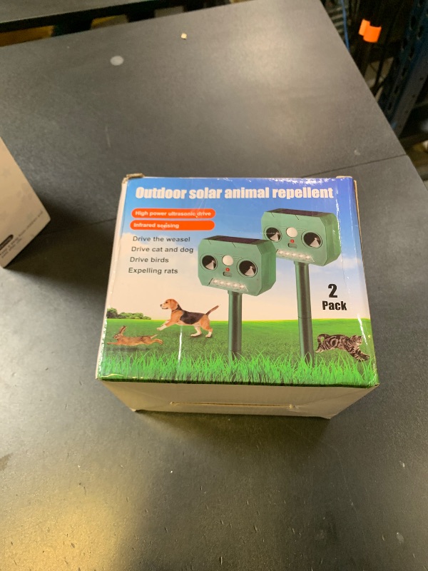 Photo 1 of 2025 Solar Ultrasonic Raccoon Squirrel Deer Repellent Rabbit Deterrent Animal Repeller Sonic Fortress Pro with Flash Light Motion Sensor to Keep Cat Dog Fox Skunk Out of Garden Yard(2Pack)