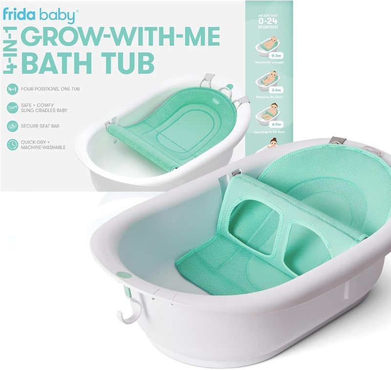 Photo 1 of Frida Baby 4-in-1 Grow-with-Me Baby Bathtub, Baby Tub for Newborns to Toddler with Removable Bath Seat & Backrest for Bath Support in Tub
