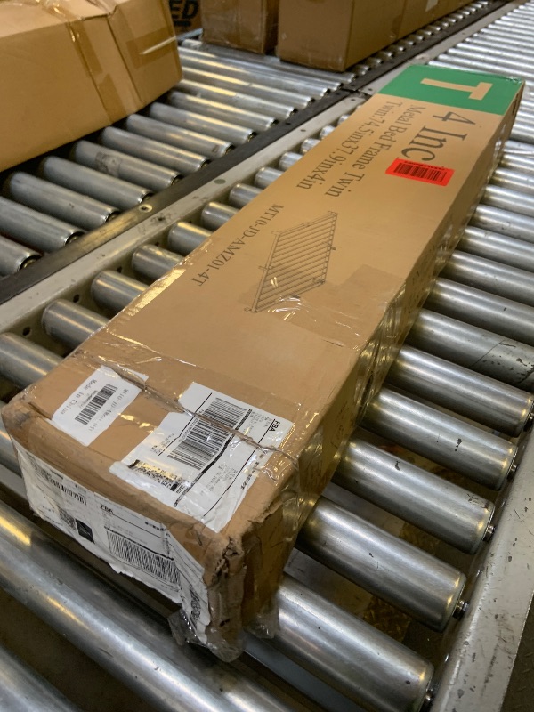 Photo 1 of MAF 4 Inch Twin Metal Platform Bed Frame with Round Corner Legs, 3000 LBS Heavy Duty Steel Slats Support, Noise Free, No Box Spring Needed, Easy Assembly