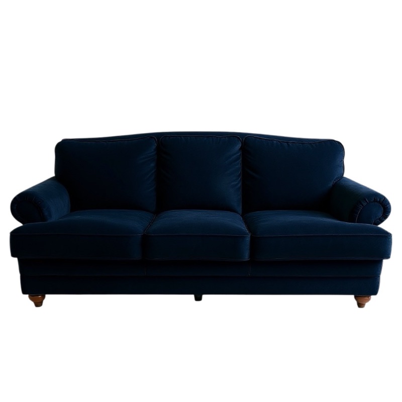 Photo 1 of 7’ LA-Z-BOY NAVY BLUE SOFT VELVET SOFA