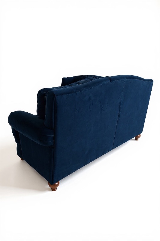Photo 1 of 7’ LA-Z-BOY NAVY BLUE SOFT VELVET SOFA