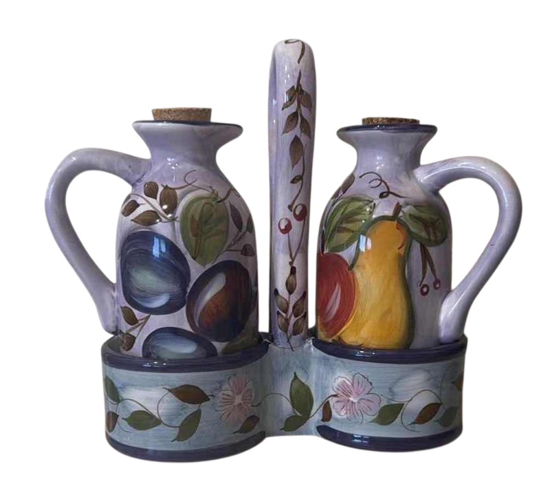 Photo 1 of GIBSON ELITE HAND-PAINTED "FRUIT" VINEGAR & OIL SET