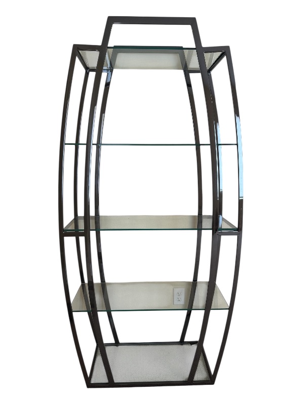 Photo 1 of POLISHED BRUSH NICKEL & GLASS ETAGERE DISPLAY SHELF 39” x 15” H36”