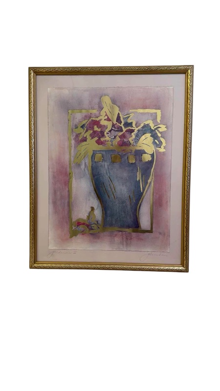 Photo 1 of FRAMED "FLORAL VASE" ARTWORK-ARTIST SIGNED 24” x 30”