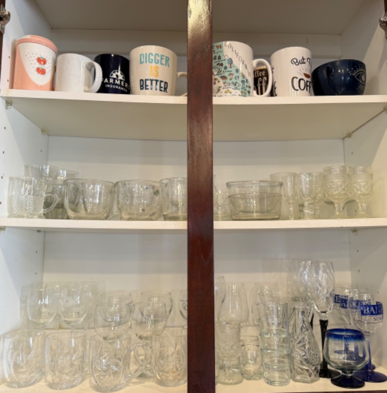 Photo 1 of CONTENTS OF KITCHEN CABINET-GLASSWARE & CUPS
