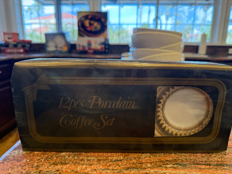 Photo 1 of NIB 12 PC PORCELAIN COFFEE SET W. ADDITIONAL COFFEE SETS & PLATES