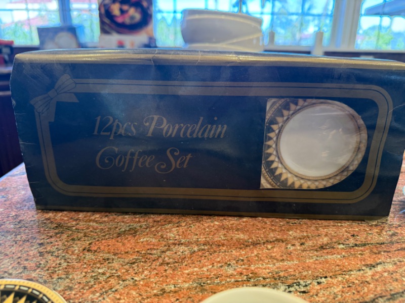 Photo 1 of NIB 12 PC PORCELAIN COFFEE SET W. ADDITIONAL COFFEE SETS & PLATES