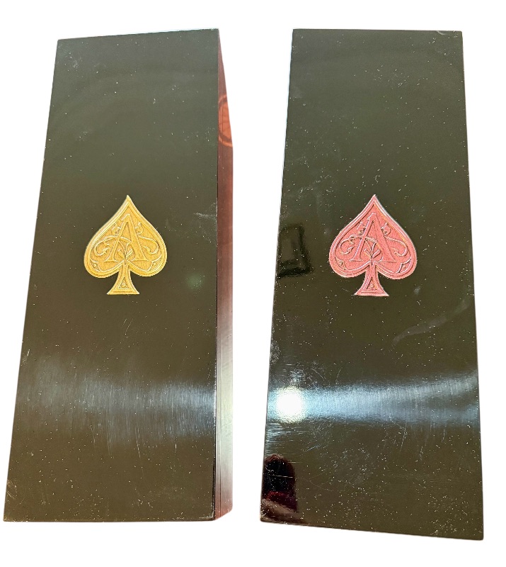 Photo 1 of 2-ARMAND DE BRIGNAC ACE OF SPADES CHAMPAGNE BLACK LACQUER EMPTY BOXES W VELVET LINING