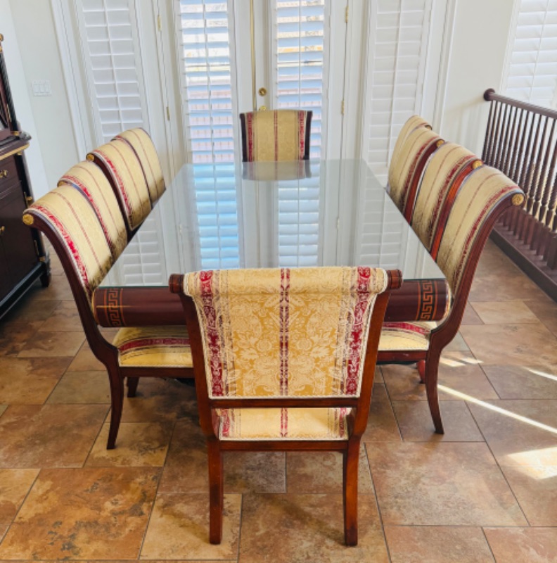 Photo 1 of VERSACE-STYLE SOLID WOOD DINING TABLE W GOLD & BLACK TRIMMINGS  (CHAIRS NOT INCLUDED, SOLD SEPARATELY) SEATS 12