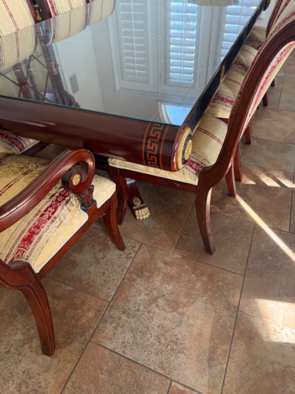 Photo 1 of VERSACE-STYLE SOLID WOOD DINING TABLE W GOLD & BLACK TRIMMINGS  (CHAIRS NOT INCLUDED, SOLD SEPARATELY) SEATS 12