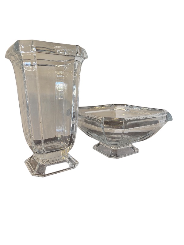 Photo 1 of 2-HEAVY GLASS VASES & BOWL