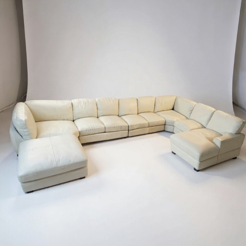 Photo 1 of WHITE LEATHER U-SHAPED SECTIONAL SOFA