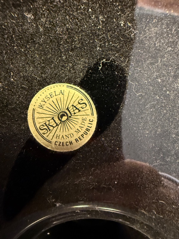 Photo 1 of HAND MADE BOHEMIAN CRYSTAL COBALT BLUE W GOLD SCALLOPED FOOTED BOWL