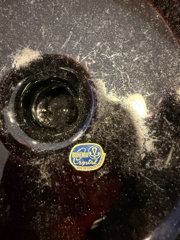 Photo 1 of HANDMADE BOHEMIAN CZECH CRYSTAL COBALT BLUE W GOLD ACCENT FOOTED BOWL