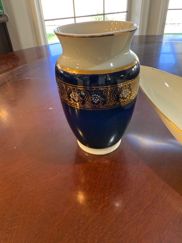 Photo 1 of LENOX SERVING DISH, COBALT BLUE VASE