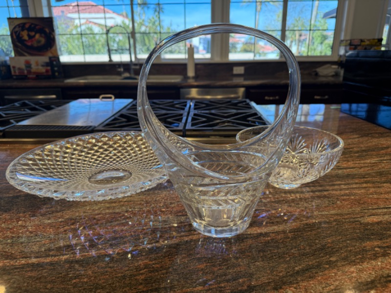 Photo 1 of 3-CRYSTAL SERVING BOWLS & BASKET