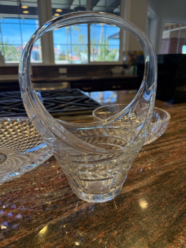 Photo 1 of 3-CRYSTAL SERVING BOWLS & BASKET