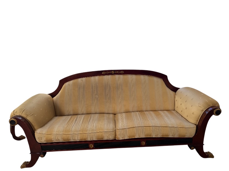 Photo 1 of VERSACE-STYLE SOLID WOOD W GOLD TRIMMING SOFA 91”x33”