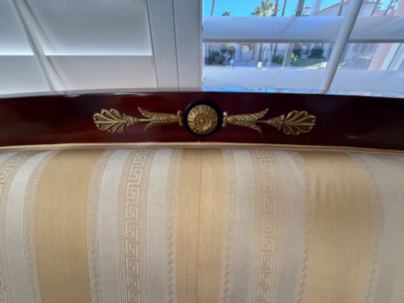 Photo 1 of VERSACE-STYLE SOLID WOOD W GOLD TRIMMING SOFA 91”x33”