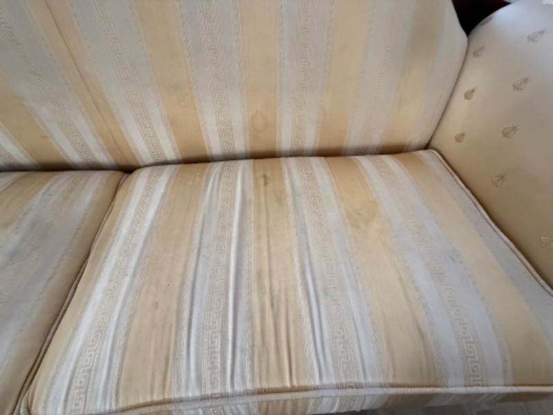 Photo 1 of VERSACE-STYLE SOLID WOOD W GOLD TRIMMING SOFA 91”x33”