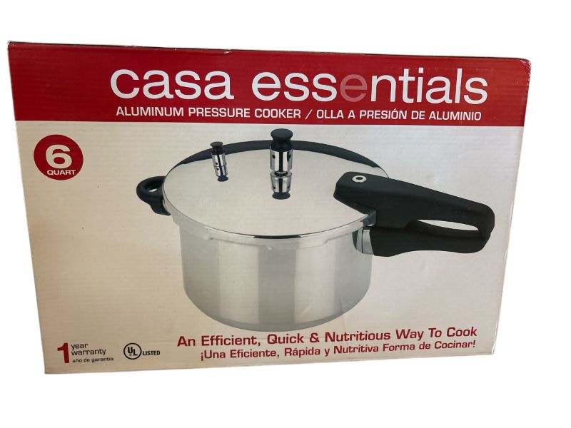Photo 1 of CASA ESSENTIALS ALUMINUM PRESSURE COOKER 6QT IN ORIGINAL BOX