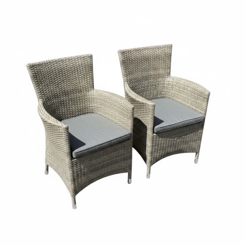 Photo 1 of 2-OUTDOOR PATIO ARM CHAIRS W LIGHT GRAY WOVEN PATTERN