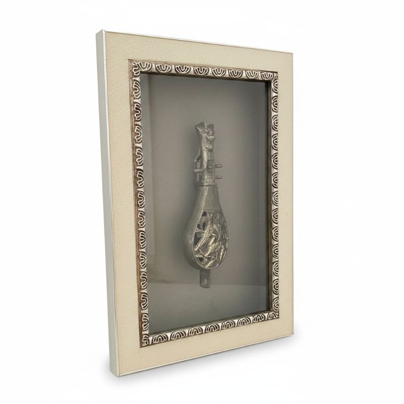 Photo 1 of ANTIQUE FRAMED CHINESE STRING INSTRUMENT WALL DECORATION IN SHADOW BOX 15.5X1&.5”