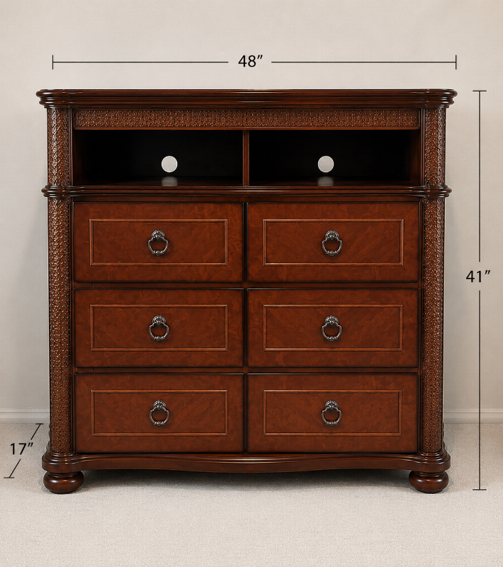 Photo 1 of COASTER GRAND ISLE CHERRY FINISH 6 DRAWER TV CONSOLE. 48" C 17" H 41"