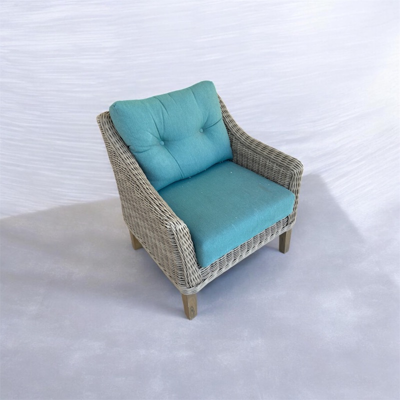 Photo 1 of FOREVER PATIO CARLISLE ARM OUT DOOR CHAIR W TURQUOISE CUSHIONS