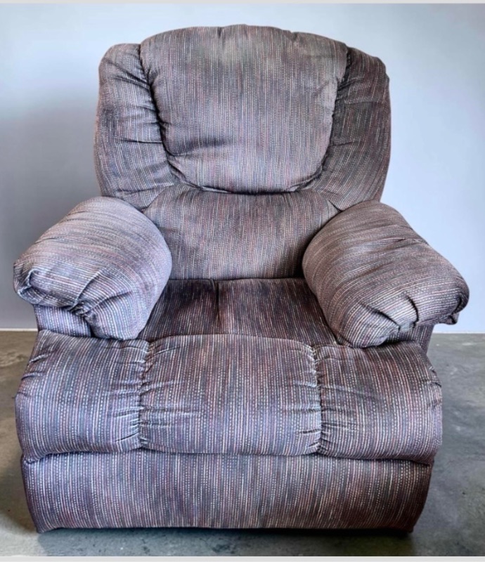 Photo 1 of FABRIC ROCKER RECLINER WITH PADDED ARMREST AND HIGH CHANNEL TUFTED BACK REST. 32” x 34” x H39”.