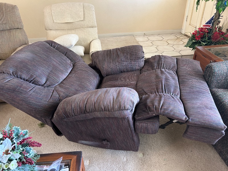 Photo 1 of FABRIC ROCKER RECLINER WITH PADDED ARMREST AND HIGH CHANNEL TUFTED BACK REST. 32” x 34” x H39”.