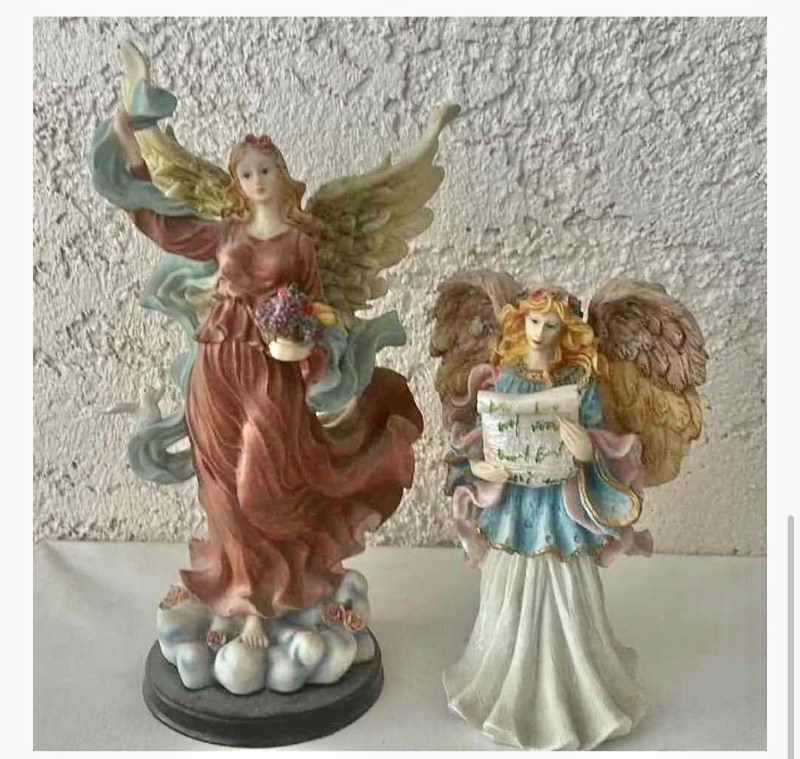 Photo 1 of 2 RESIN ANGEL FIGURINES, TALLEST H13”