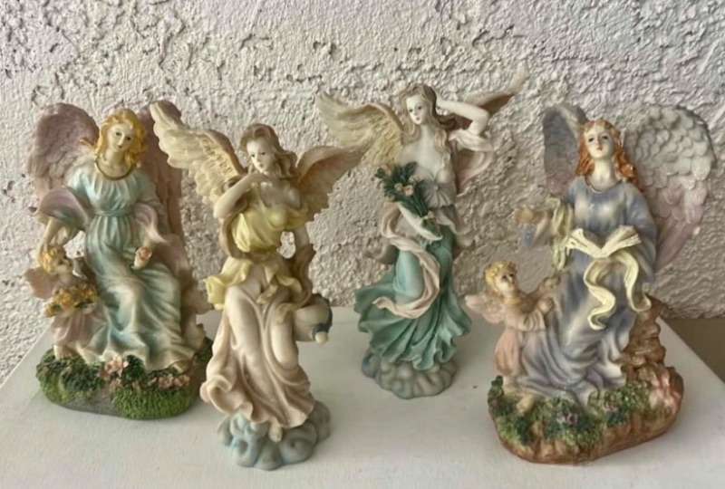 Photo 1 of 4- RESIN ANGEL FIGURINES H8.5”
