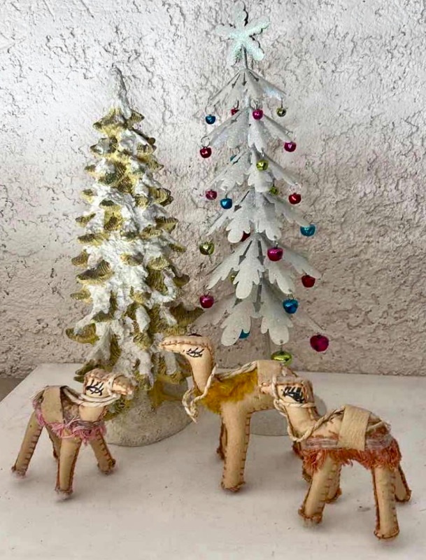 Photo 1 of CHRISTMAS DECOR – CAMELS AND CHRISTMAS TREES, TALLEST 17”