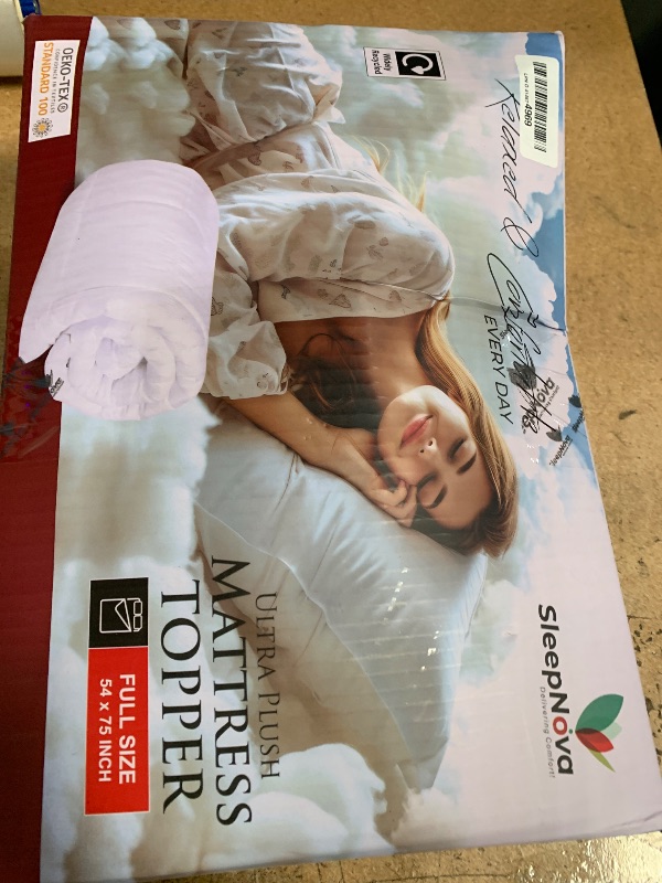 Photo 1 of 100% Cotton Top Full Size Mattress Topper, Breathable & Cooling Mattress Topper Full Size, Elastic Fitted FullMattress Topper with 8”-21” Deep Pocket, Mattress PadFull for Back Pain Relief (54"x75")