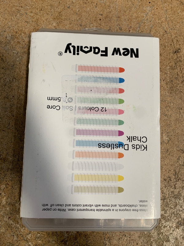 Photo 1 of **PARTIAL SET/MISSING PIECES** NewFamily Dustless Chalk for Kids, Colored Sidewalk Chalk With Holder,Non-Toxic Washable Toddlers Chalks Drawing Writing for Outdoor Art Play,Blackboard(12 Pcs)