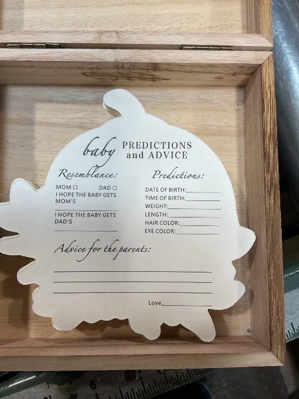 Photo 1 of **PREDICTION CARDS DIFFER FROM STOCK PHOTO**  50Pcs Baby Shower Advice Cards for Baby Shower Games, Baby Clothes Advice and Wish Cards Box for New Parents Baby Shower Decorations (Advice Cards)