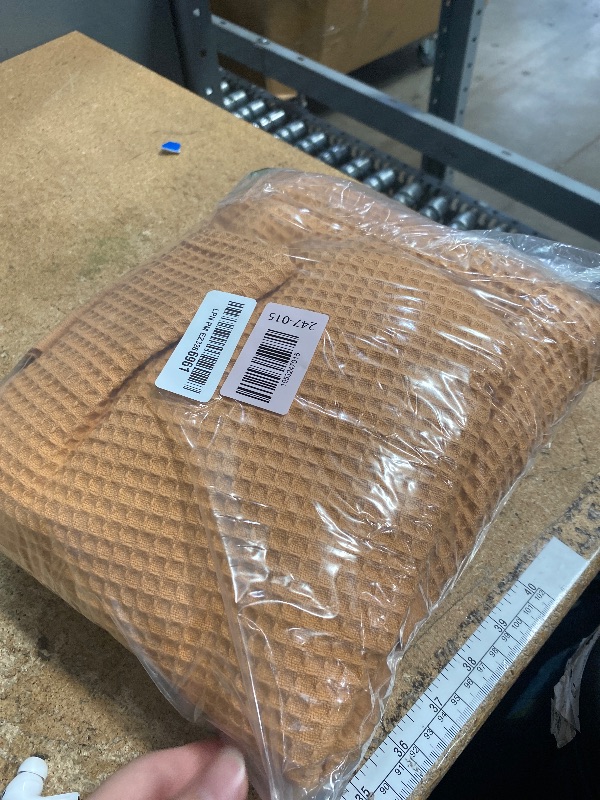 Photo 1 of 100% Cotton Blankets Throw Size for Bed - Waffle Weave Blankets for Summer, Lightweight and Breathable Soft Woven Blanket for Spring (Bright Beige, Throw (50" x 60")