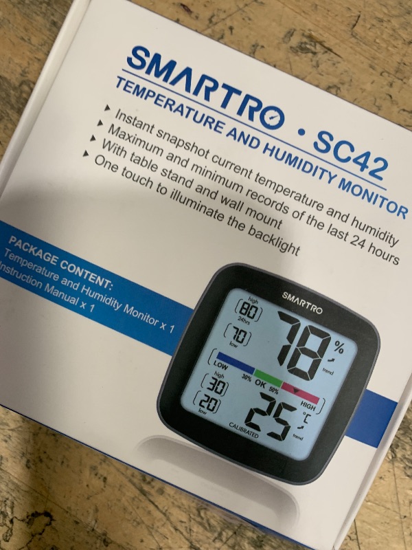 Photo 1 of **DISPLAY IS VERY VERY DIM** SMARTRO SC42 Professional Digital Hygrometer Indoor Thermometer Room Humidity Gauge Pro Accuracy Calibration