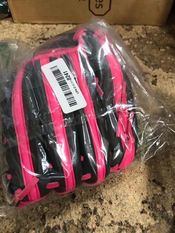 Photo 1 of **GLOVE ONLY** Franklin Sports unisex youth Right Handed Thrower Kids Baseball Gloves RTP Child s Tball Ball Set Boys Girls Teeball Mit, Graphite/Pink, 9.5 US