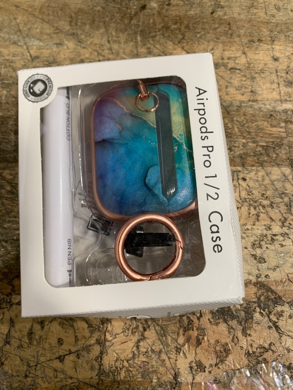 Photo 1 of ?with Safety Lock? for AirPods Pro 2nd/1st Generation Case Cover, Cute Floral AirPod Pro 2 Case Hard iPod Pro Cases for Women Girly (2023 USB-C/2022/2019) - Rainbow Gold Marble