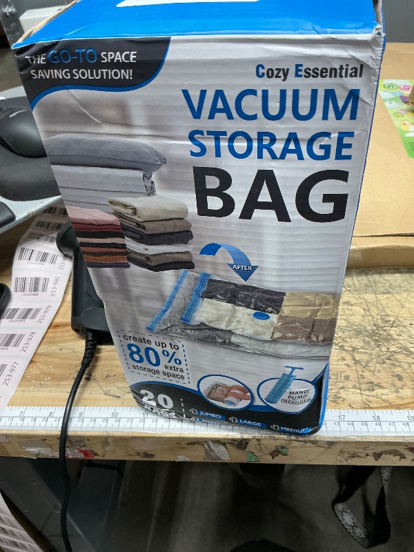 Photo 1 of 20 Pack Vacuum Storage Bags, Space Saver Bags (4 Jumbo/4 Large/4 Medium/4 Small/4 Roll) Compression for Comforters and Blankets, Sealer Clothes Storage, Hand Pump Included
