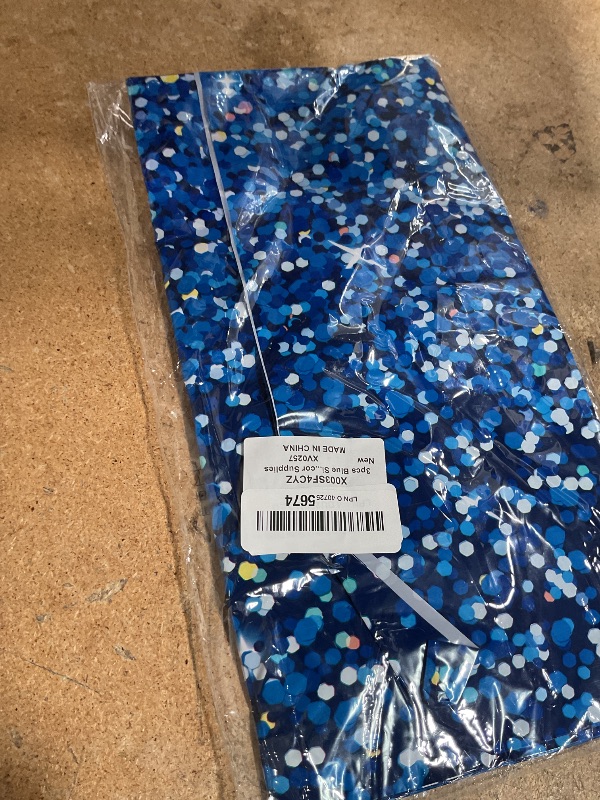 Photo 1 of 3pcs Blue Silver Tablecloths Denim and Diamonds Party Decorations Navy Blue and Silver Tablecloth Disposable Plastic Royal Confetti Rectangle Table Cover for Birthday Wedding Party Decor Supplies