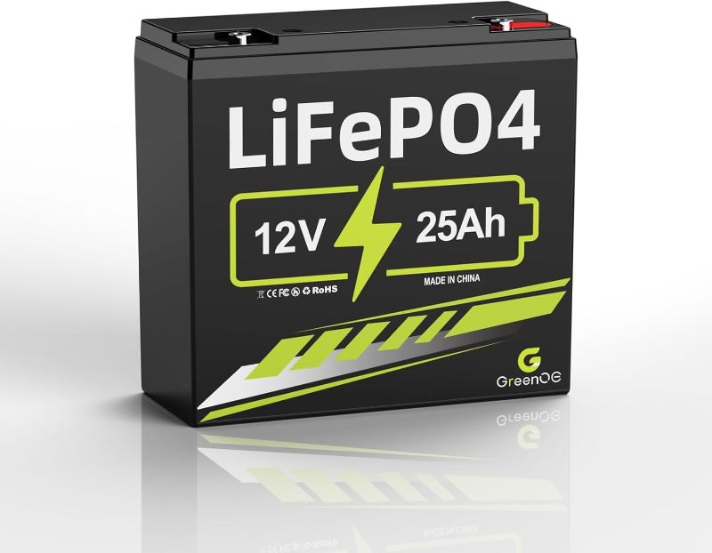 Photo 1 of 12V 25Ah Lithium LiFePO4 Deep Cycle Battery, 3000+ Cycles Lithium Iron Phosphate Rechargeable Battery for Scooter, RV/Outdoor Camping