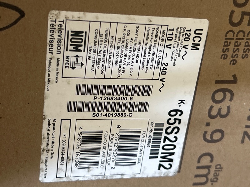 Photo 1 of *** PARTS ONLY ***Sony BRAVIA 2 II 65 Inch 4K Ultra HD LED Smart TV with Google TV and Exclusive Features for PlayStation®5 (K-65S20M2), 2025 Model