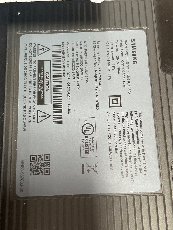 Photo 1 of **** FOR PARTS***      Samsung 55-Inch Class QLED Q7F Series Samsung Vision AI Smart TV (2025 Model, 55Q7F) Quantum HDR, Object Tracking Sound Lite, Q4 AI Gen1 Processor, 4K upscaling, Gaming Hub, Alexa Built-in