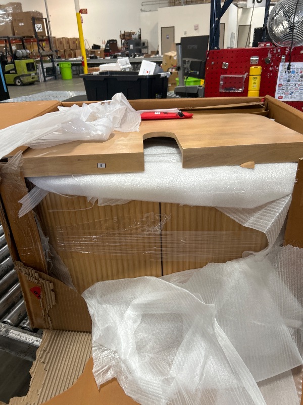 Photo 1 of *** BASE ONLY ***Modway Zia 30 Inch Wall-Mount Bathroom Vanity in Natural with Marble Sink Basin - Floating Bathroom Cabinet with Fluted Design