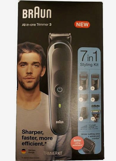 Photo 1 of **MISSING CHARGER CORD/PACKAGING BOX INCORRECT ITEM INSIDE IS CORRECT** Braun Hair Clippers 7-In-1 Beard Trimmer, Men's Grooming Kit New black